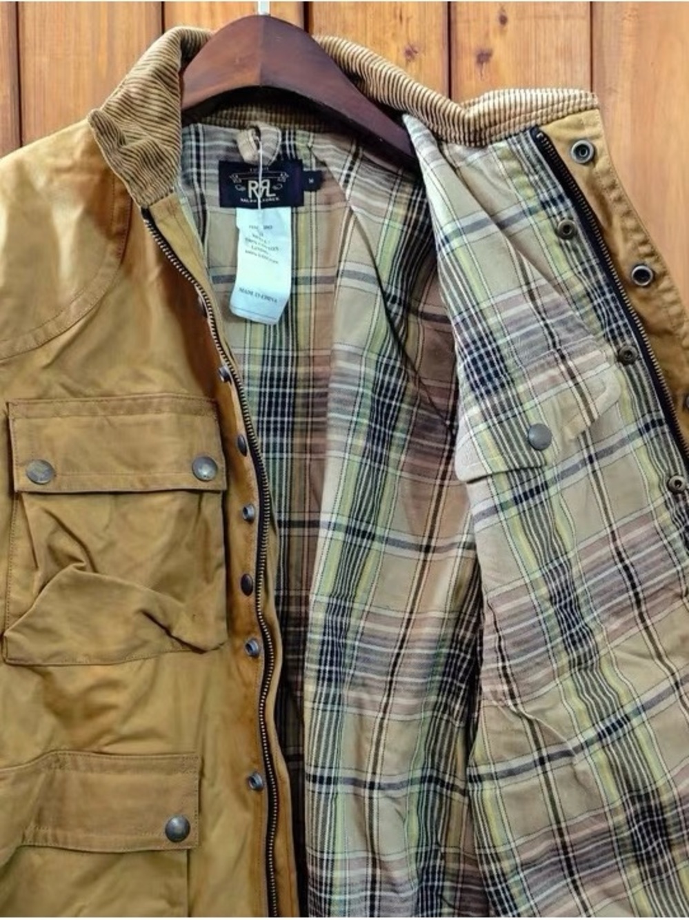 Vintage Ralph Lauren Double RL Tan Utility Wax Oiled Jacket Women size Small - Picture 8 of 9